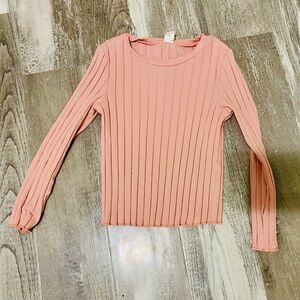 SHEIN Blush Ribbed Long Sleeve Top